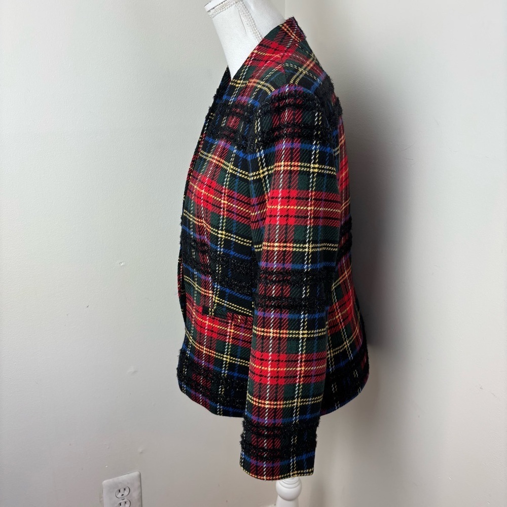 J. Crew Going-out Blazer in Lurex Stewart Tartan Size 10 - Picture 3 of 13